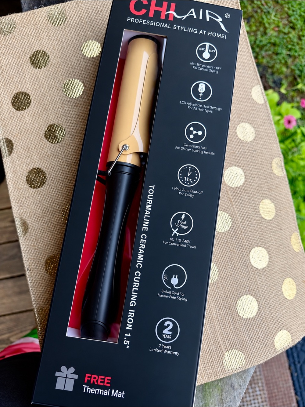 CHI Tourmaline Ceramic Curling Iron 1.5" — Black and Gold